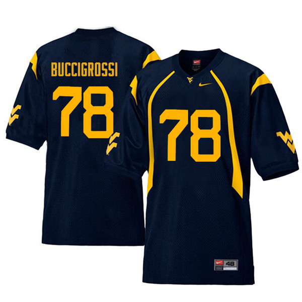 Men #78 Jacob Buccigrossi West Virginia Mountaineers Retro College Football Jerseys Sale-Navy